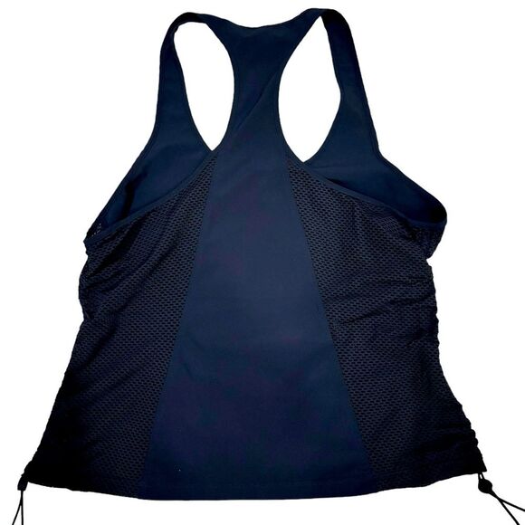 Athleta Small Tank Top White Drawstring Cinch Sides Racerback Athletic Yoga - Picture 2 of 5